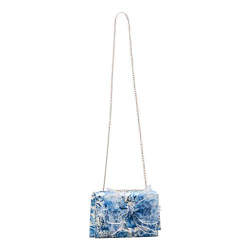 Faux Pearl-Trimmed Bow Crossbody Bag