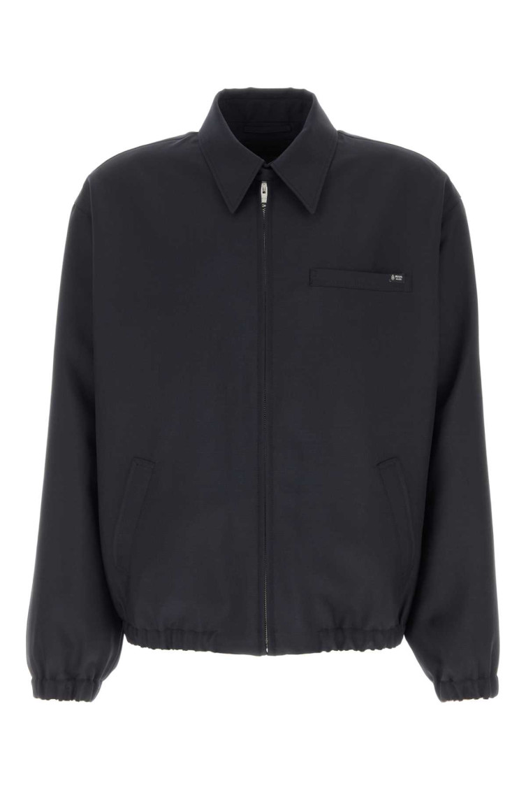 Prada - wool blend bomber jacket elasticated cuff