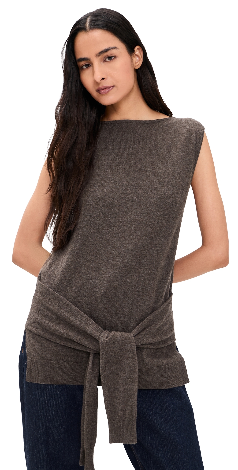 Fine Merino Tie Waist Top Mulch