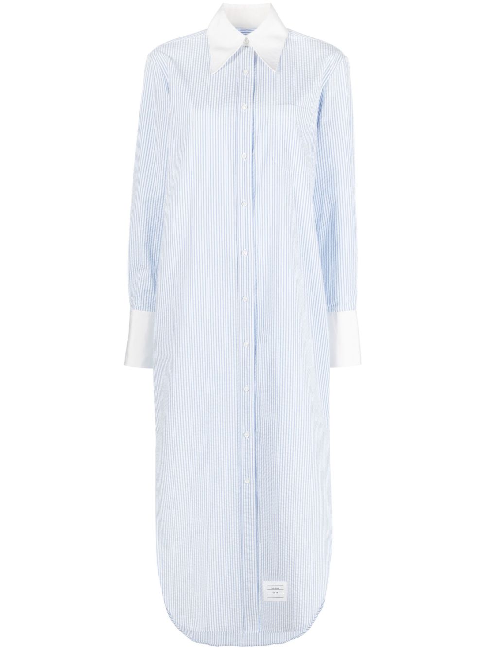 Striped cotton shirt dress - Blue