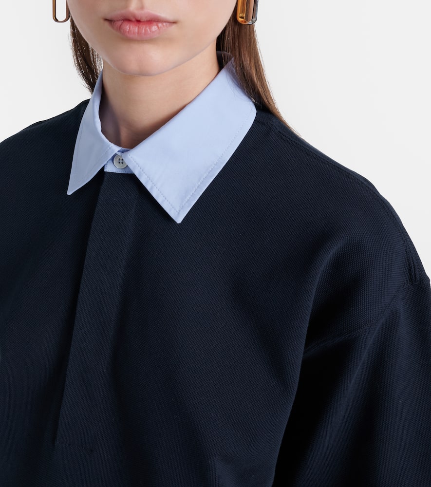 Cropped cotton piqué polo shirt