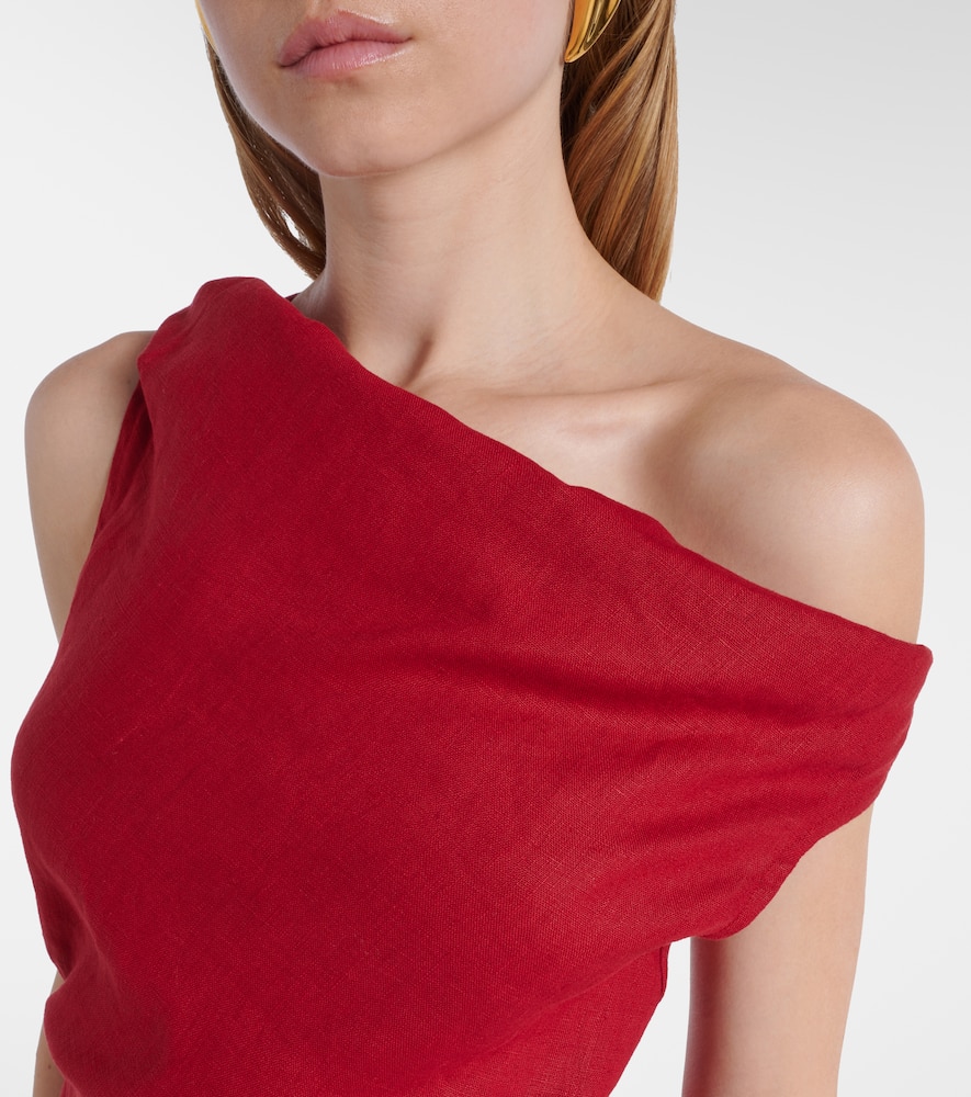 Suis one-shoulder linen top