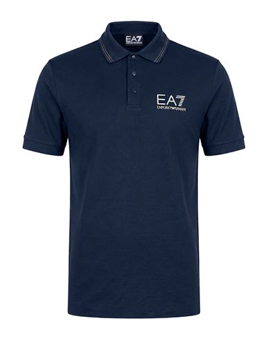 Man Polo shirt Navy Size L Viscose, Polyamide, Elastane