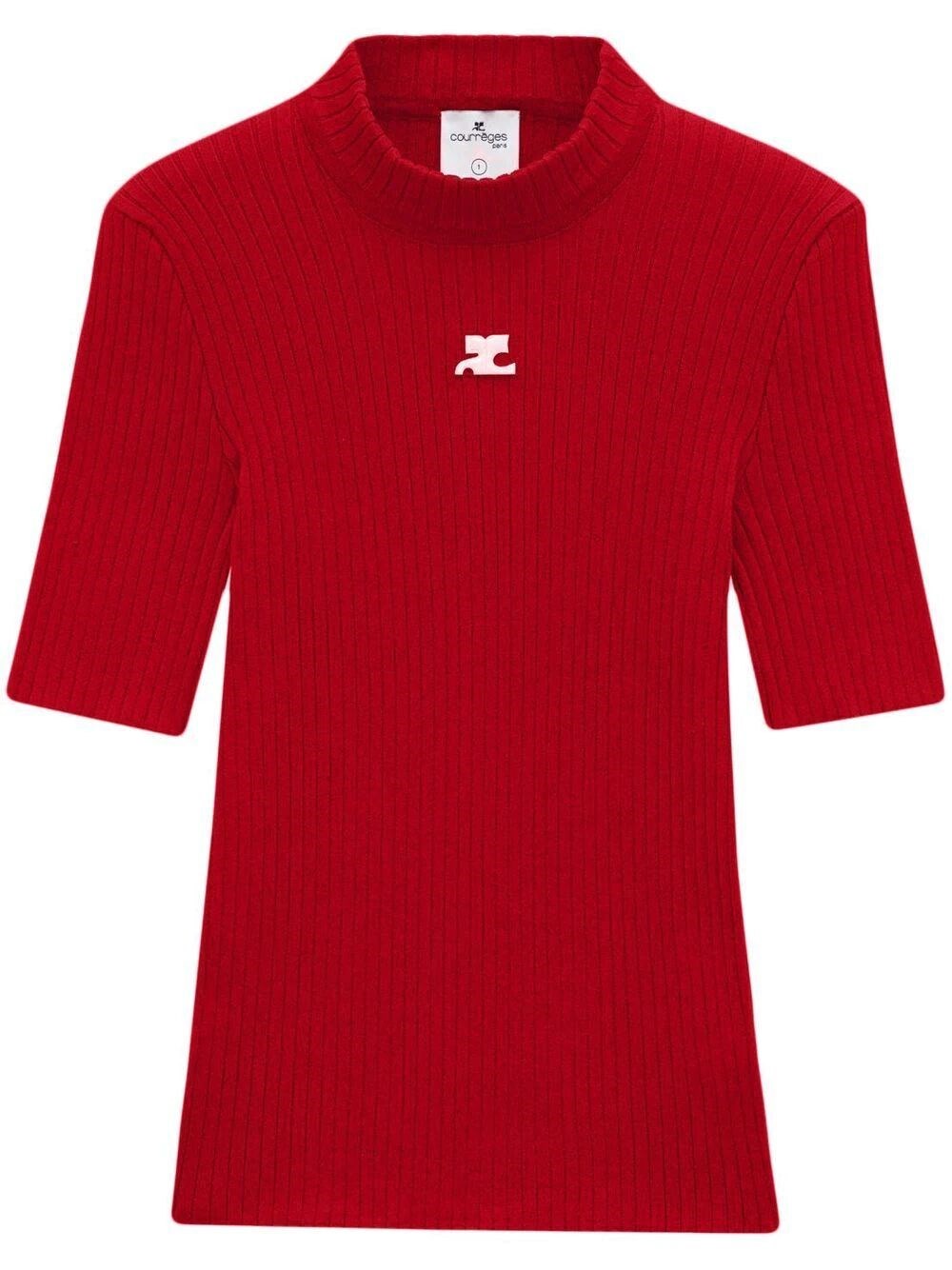 Reedition Short Sleeves Ribbed Knitted Sweater