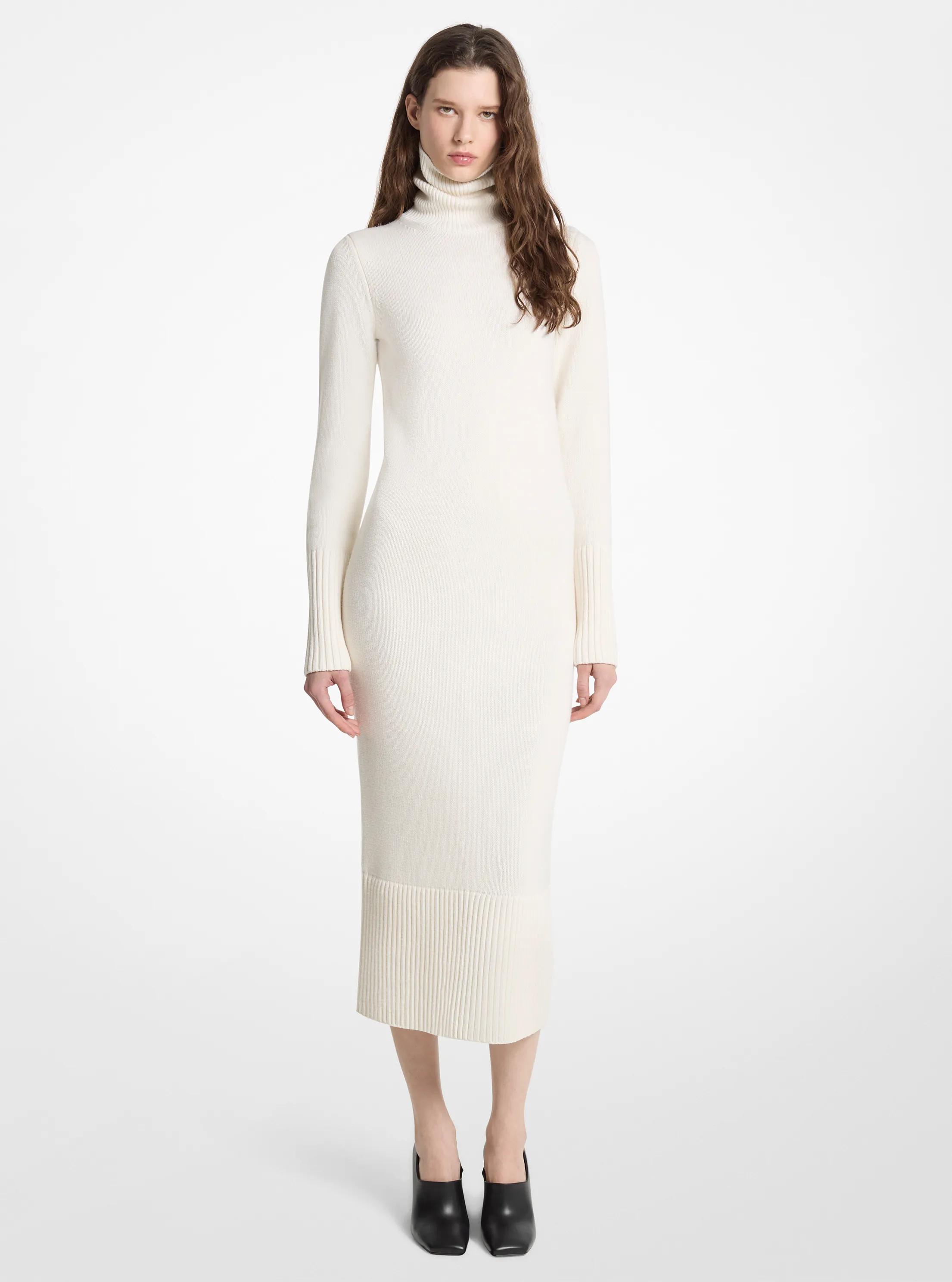 Michael Kors Wool Turtleneck Dress in Natural - size XL by