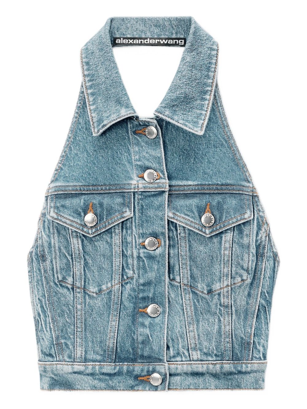Halterneck denim vest - Blue