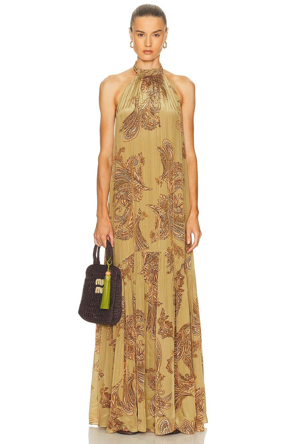 HEMANT AND NANDITA Sakhi Maxi Dress in Olive - Olive.  XS also in
