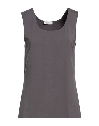 Woman Tank top Charcoal Size L Viscose, Elastane
