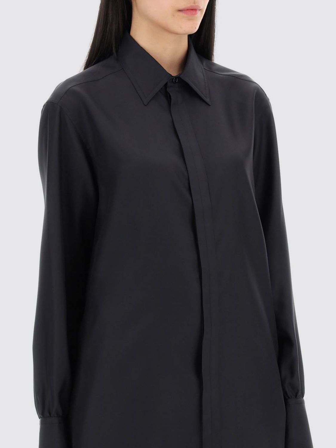 Long-sleeve silk shirt - Black