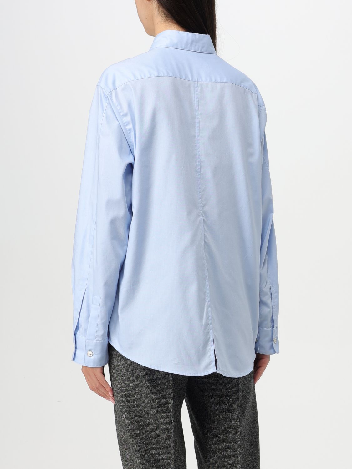 Love Birds-embroidered cotton shirt - Blue