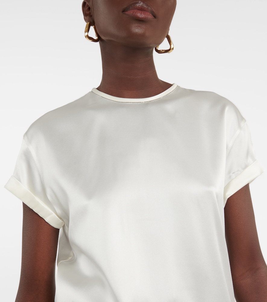 Silk-blend satin T-shirt
