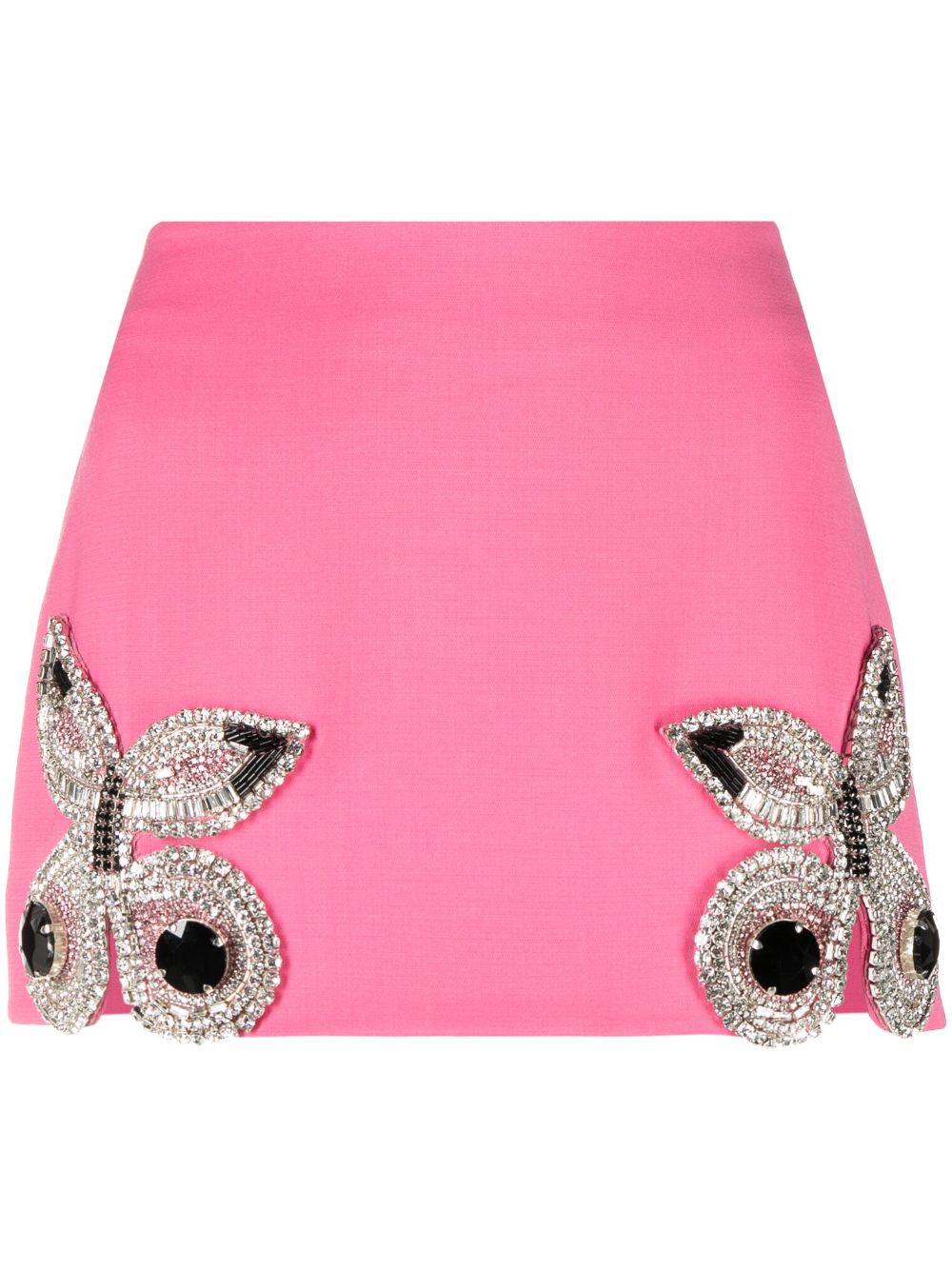 Butterfly-appliqué embellished miniskirt - Black