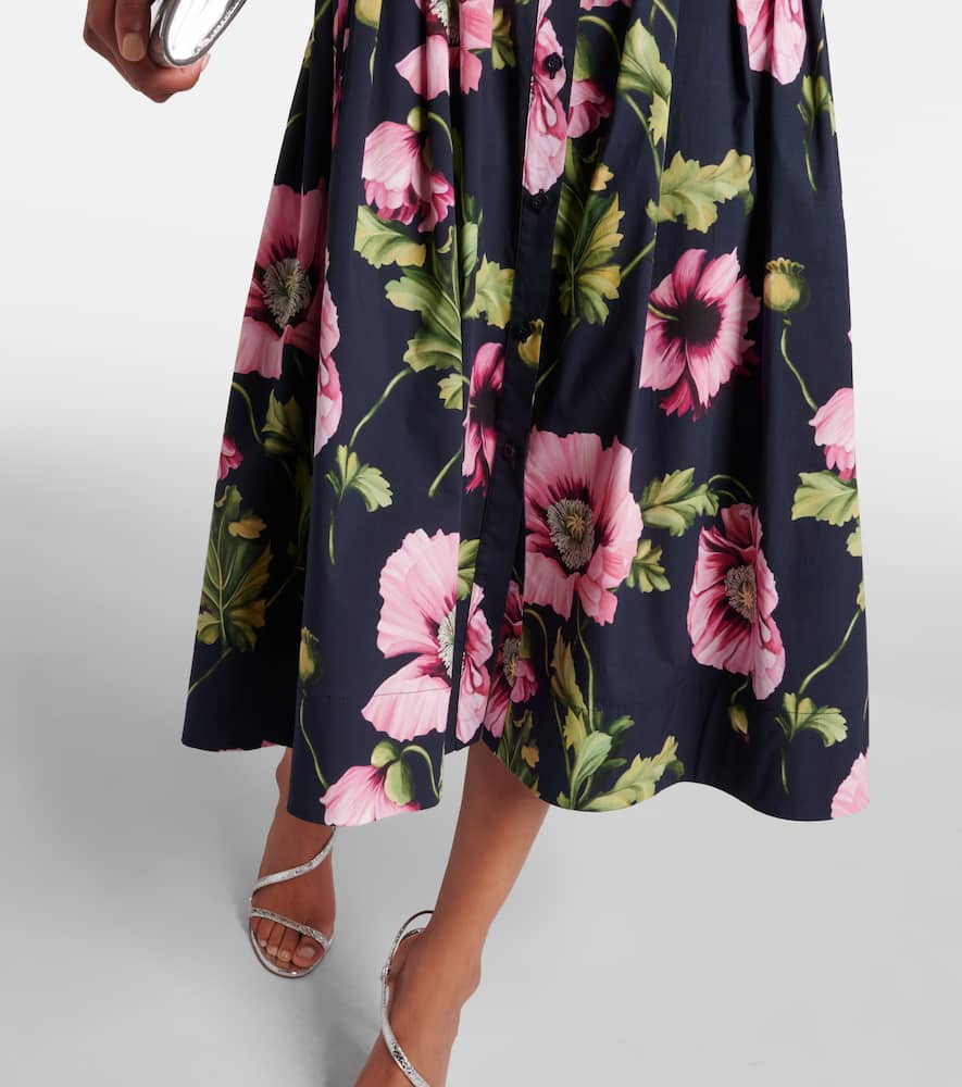 Floral cotton-blend midi dress