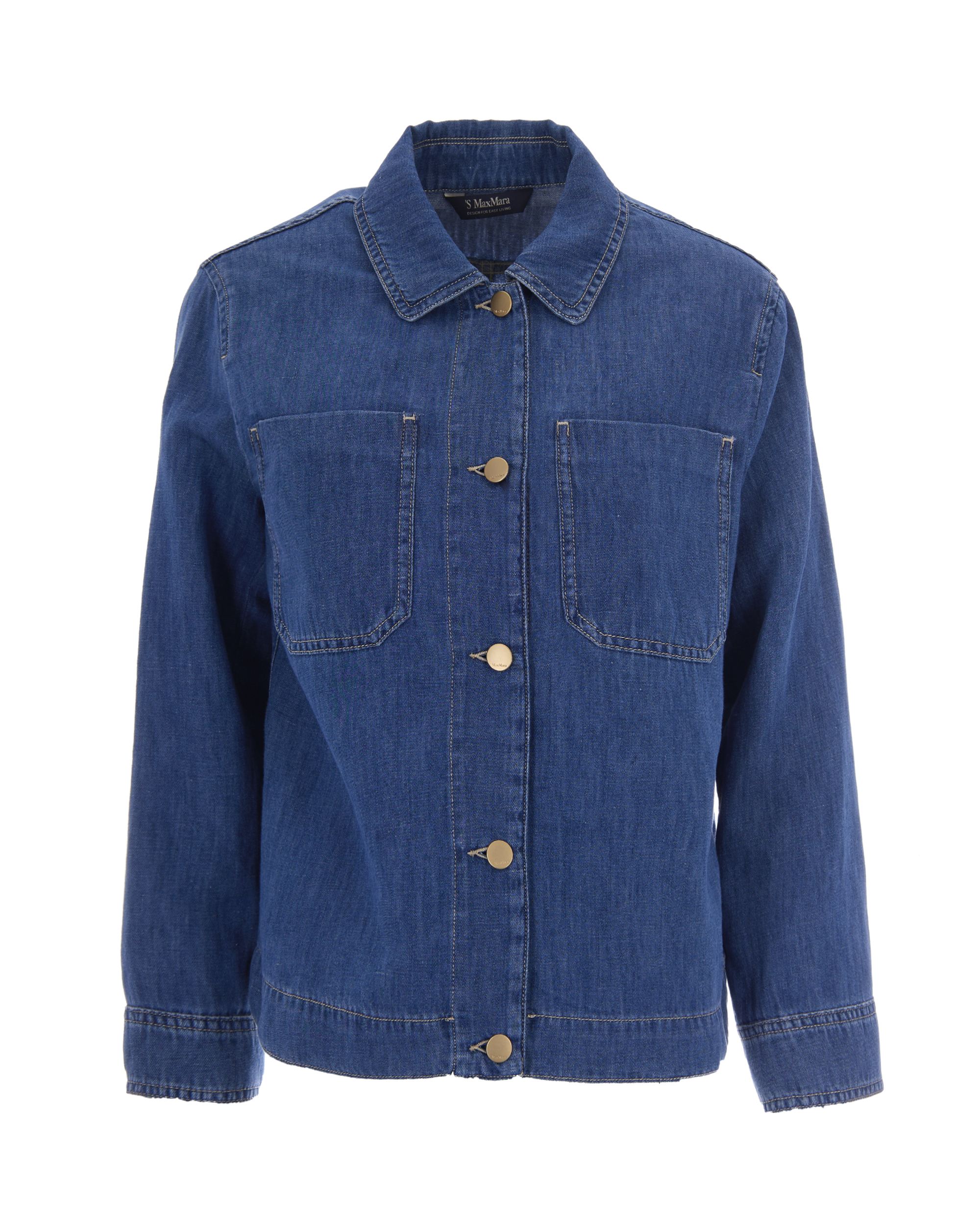 Cotton-Linen Denim Jacket — Blue