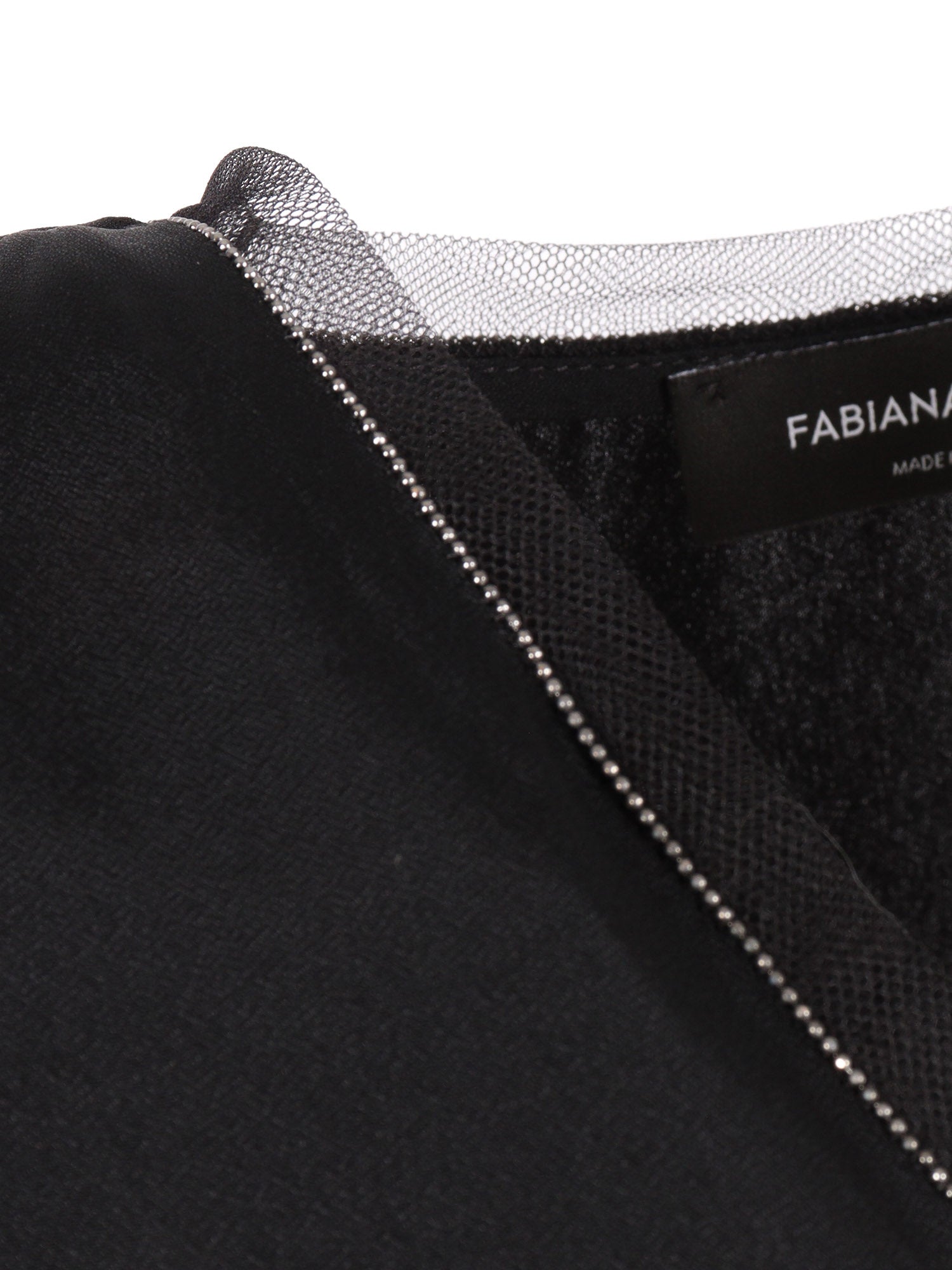 Fabiana Filippi Canotta Scollo V In Enver Satin Con Bordo Tulle,Filo Diamant Color Nero