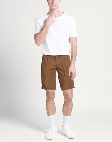 Man Shorts & Bermuda Shorts Brown Size 31 Cotton, Linen, Elastane