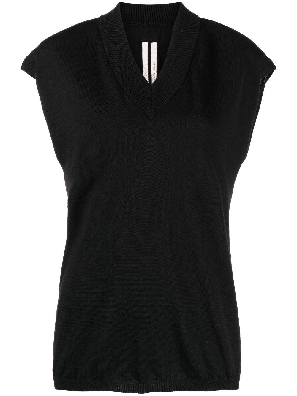 V-neck wool top - Black