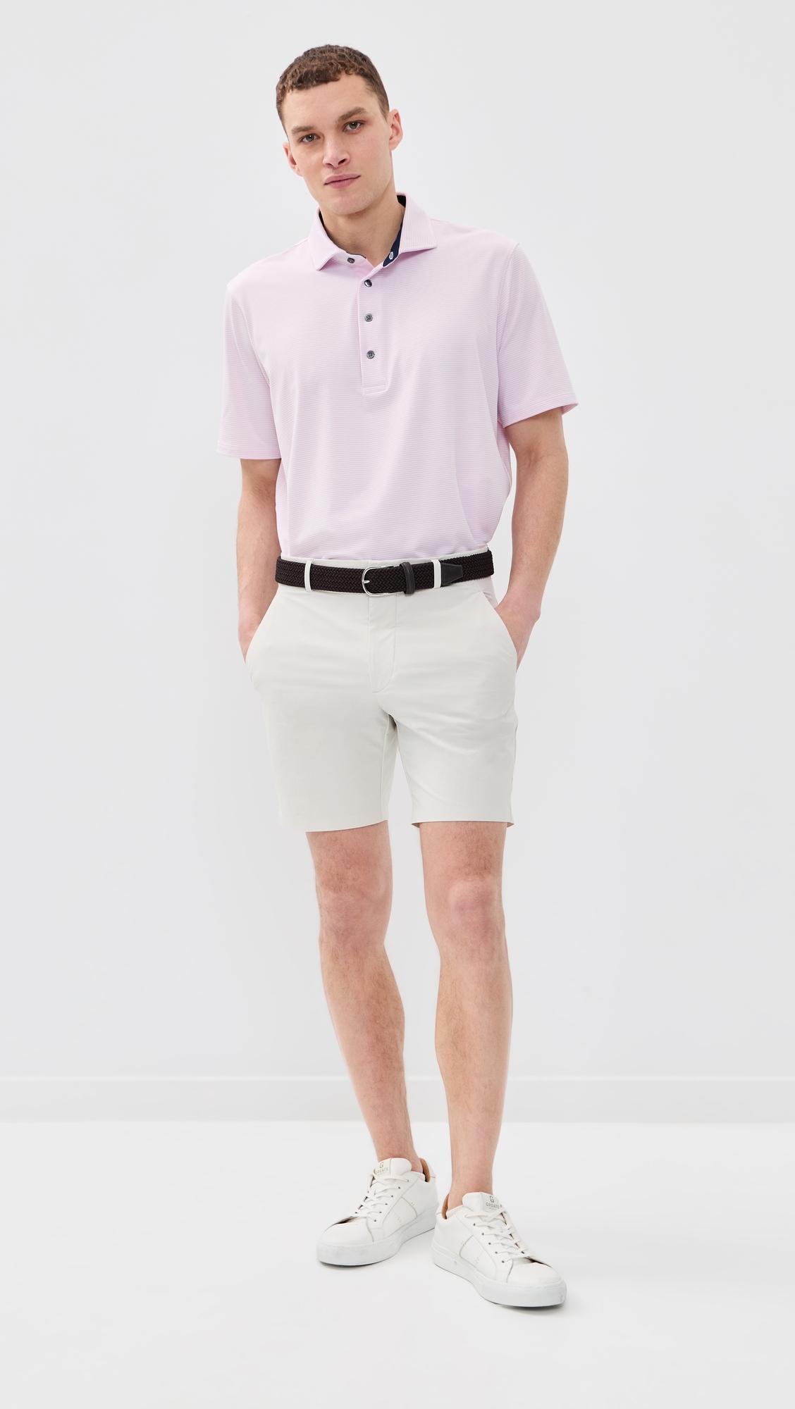 On Course Matte Stretch Nylon Shorts 8 STONE PEBBLE