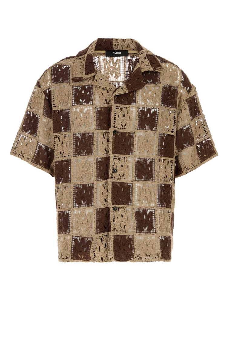 Amiri - crochet shirt checkered pattern short sleeve