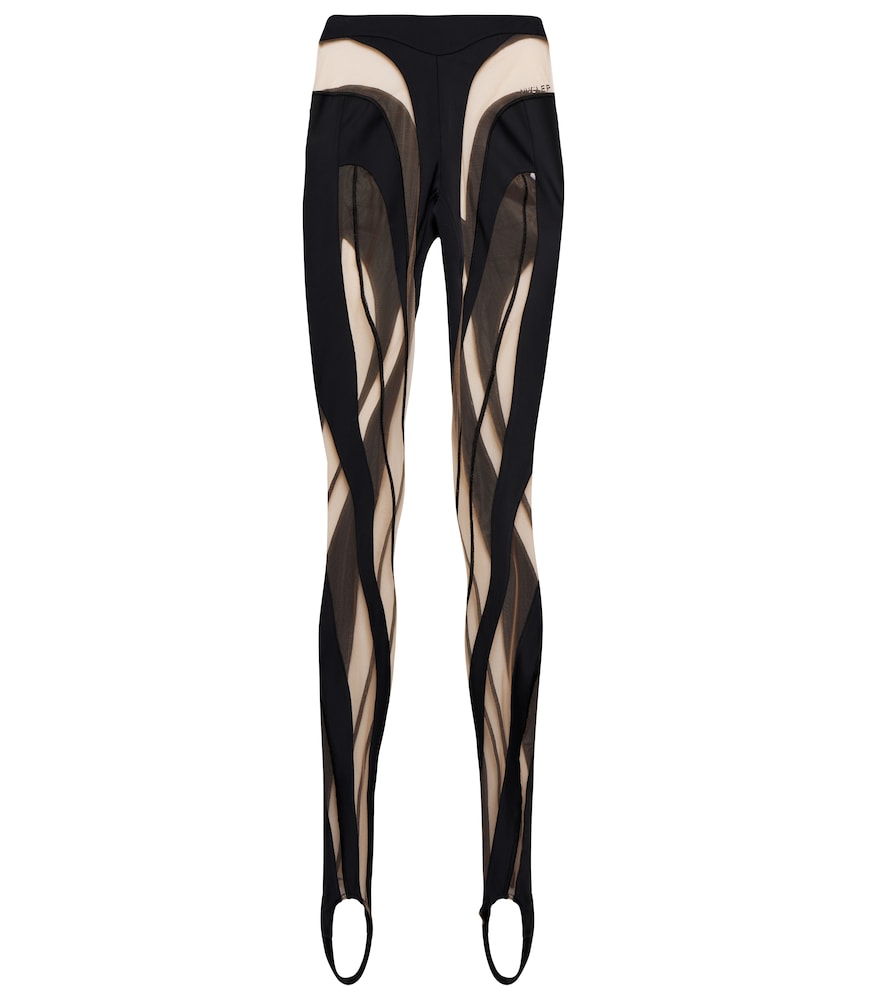Mugler Paneled mesh and jersey leggings