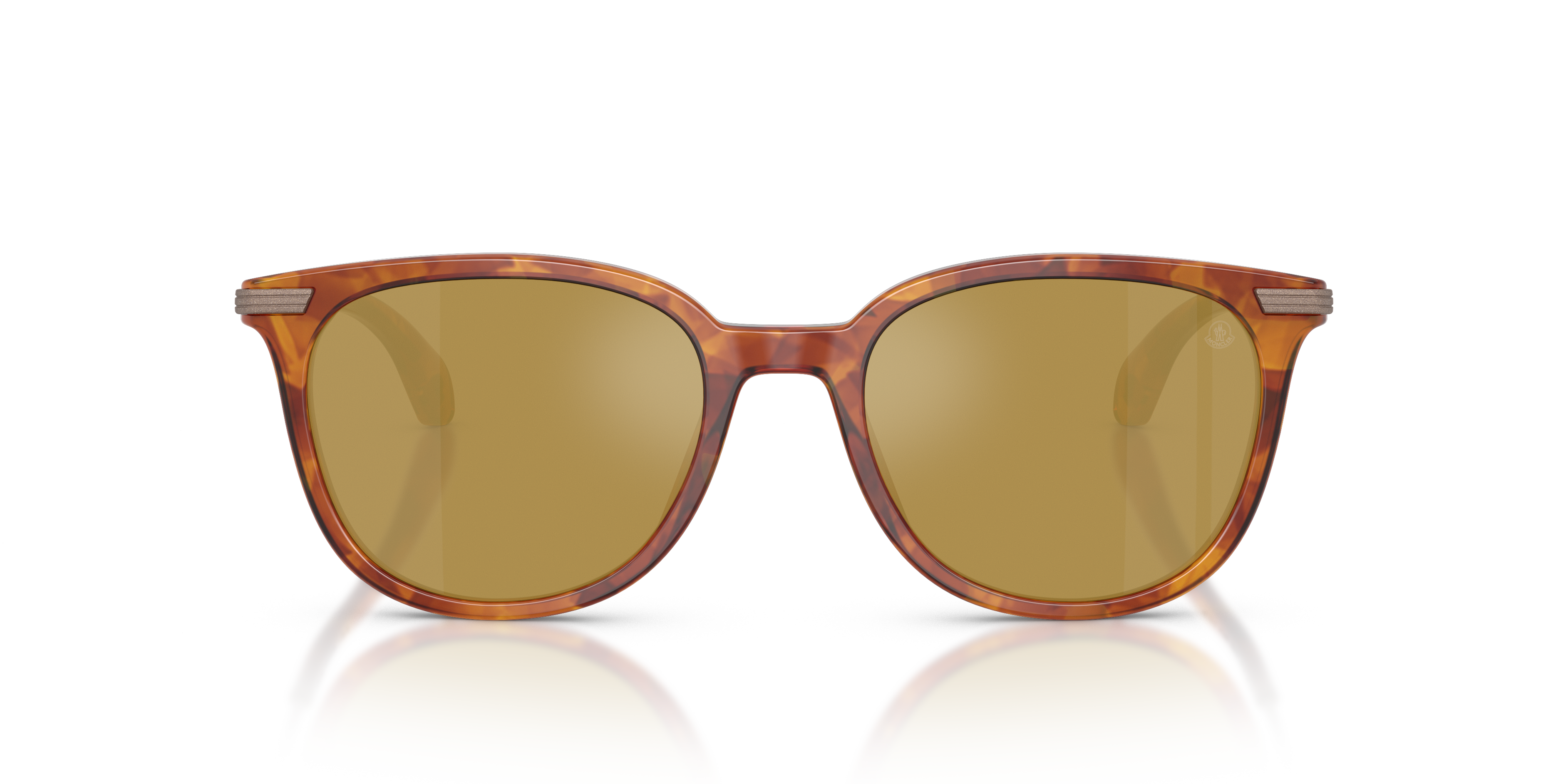 Moncler Unisex Moncler ME6013 KORRA 300475 Gafas de sol Acetato Tortuga Verde Redonda Normal reflejado