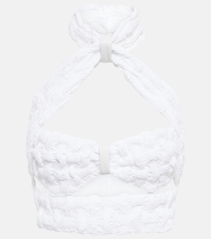 Jerez halterneck cotton-blend top