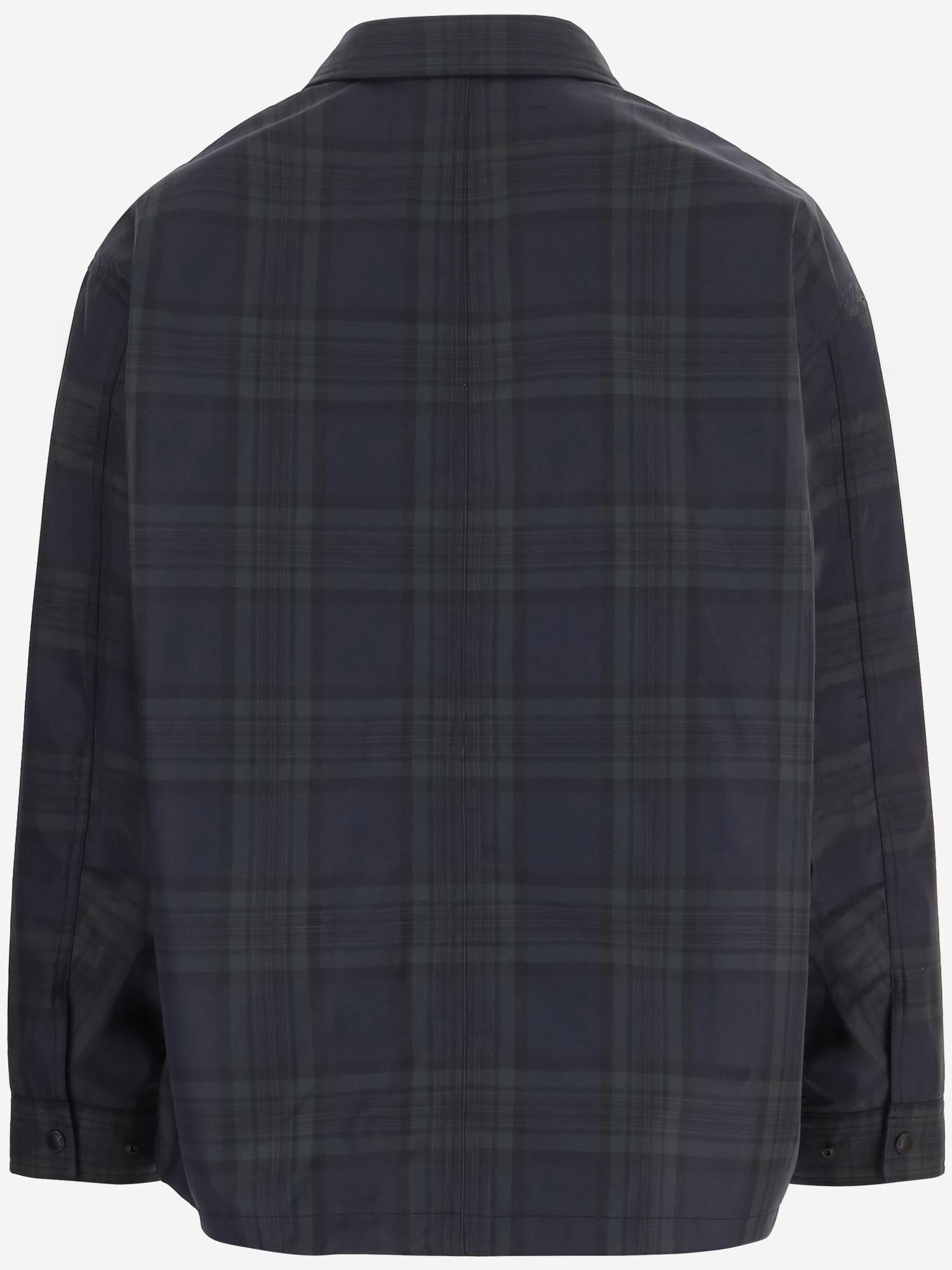 Cotton-Blend Checked Shirt — Navy