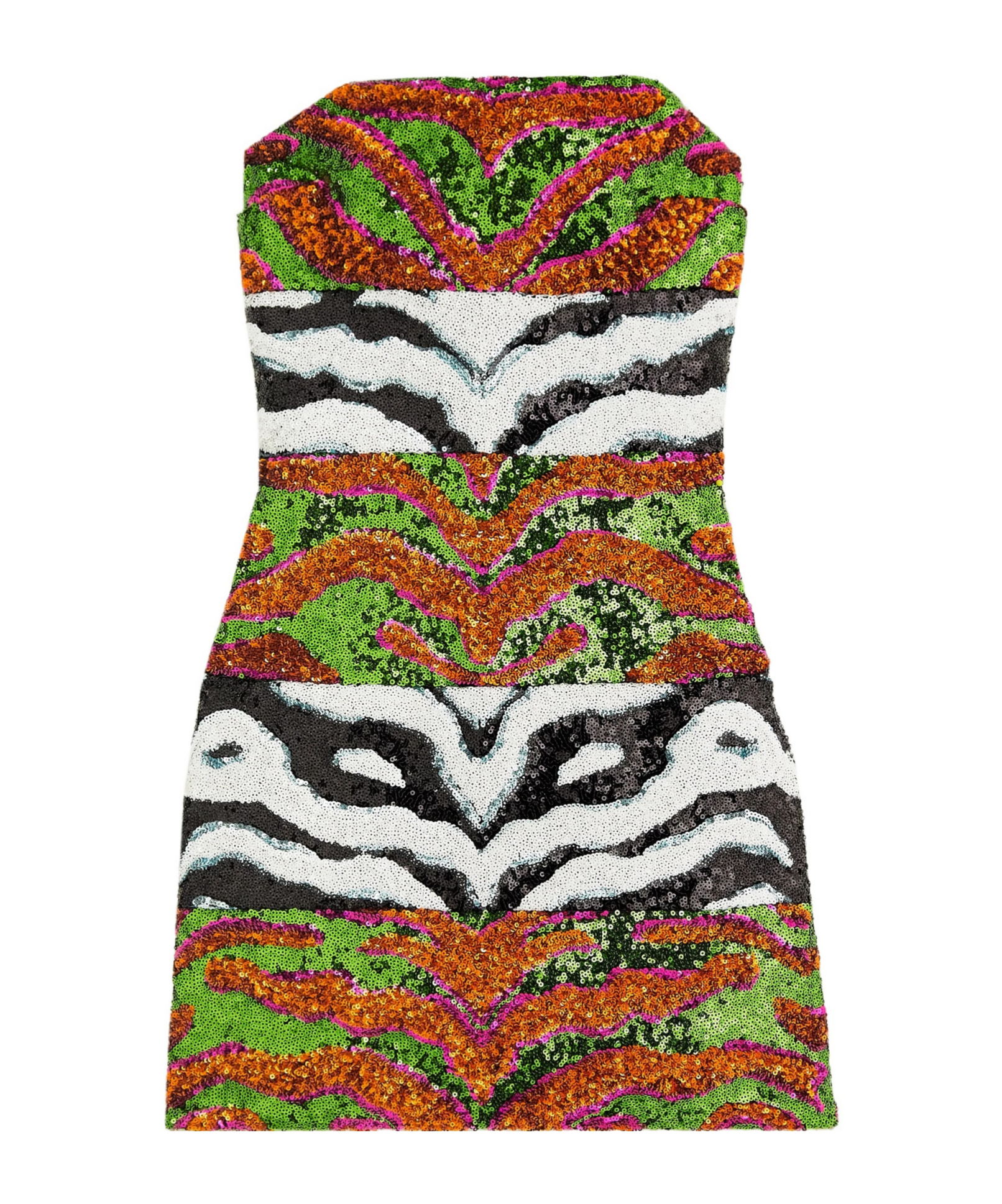 Sequinned Bandeau Tulle Mini Dress