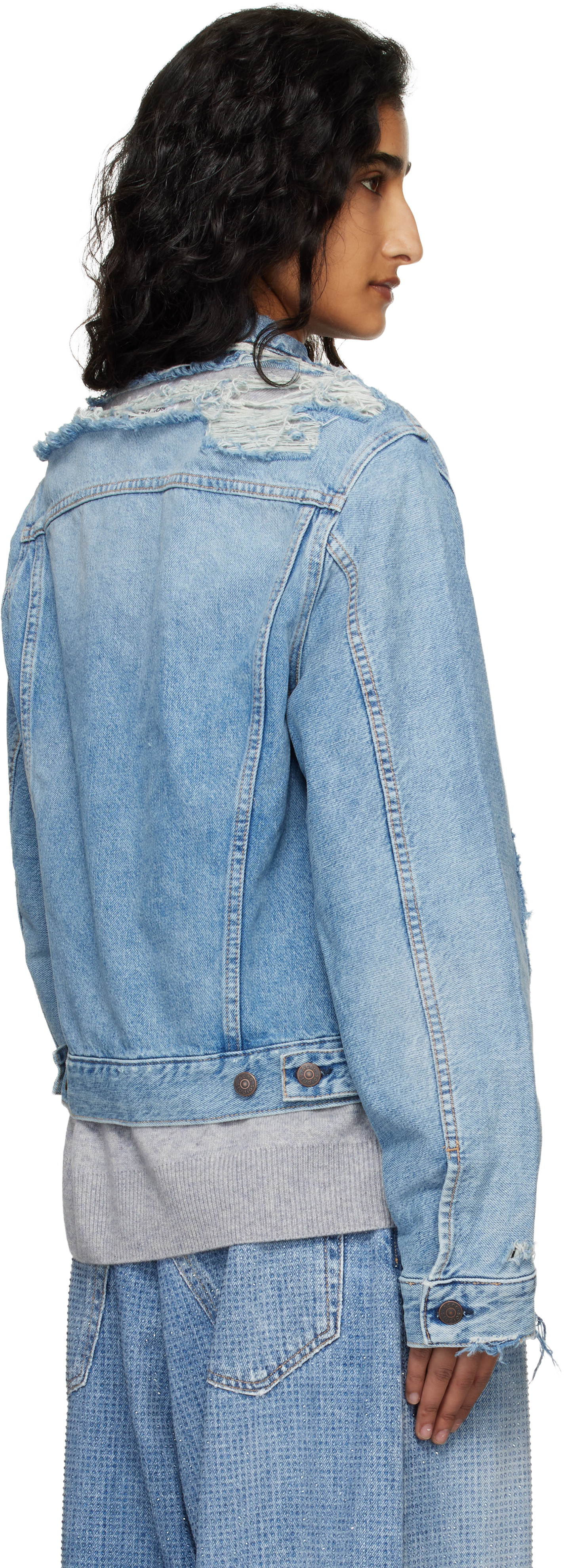 Blue Distressed Denim Jacket