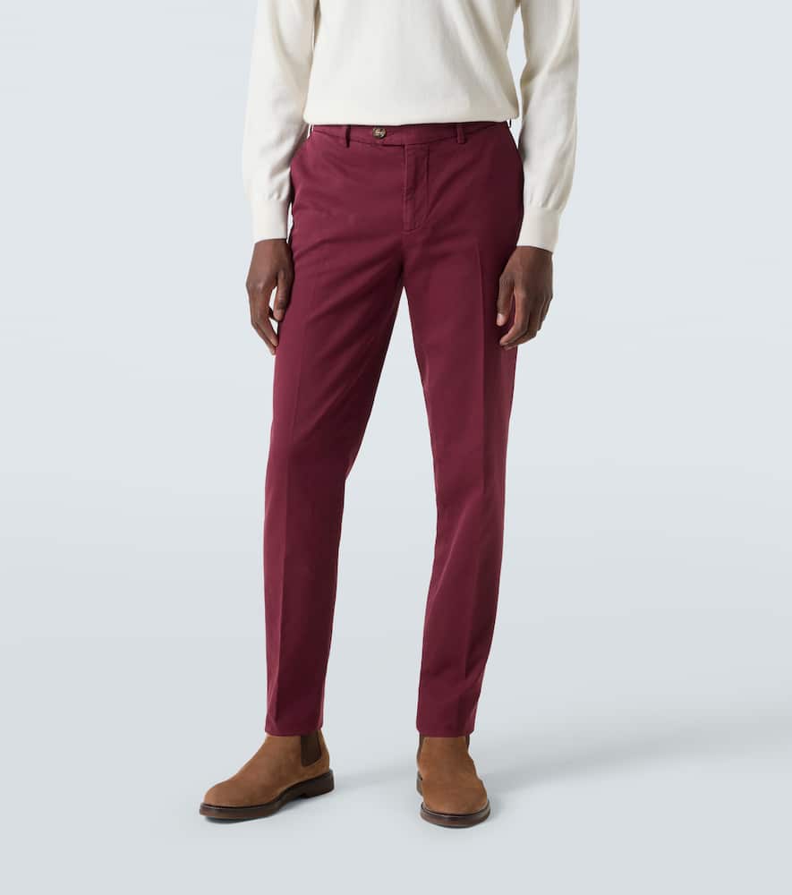 Cotton gabardine slim pants