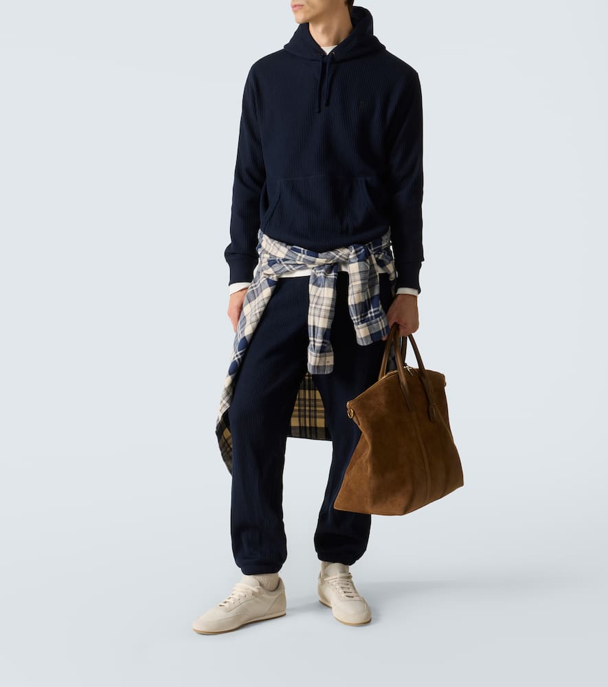 Waffle-knit straight pants