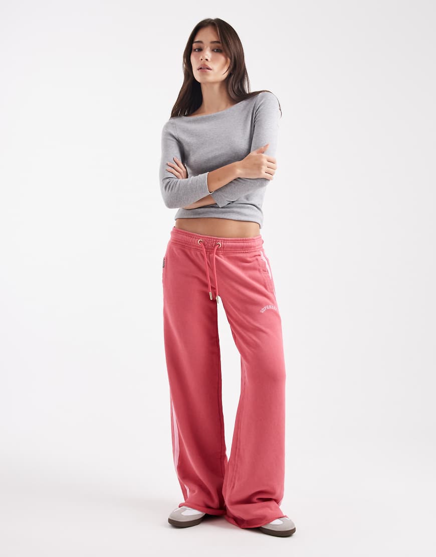 Athletic essentials logo straight joggers in holly berry red