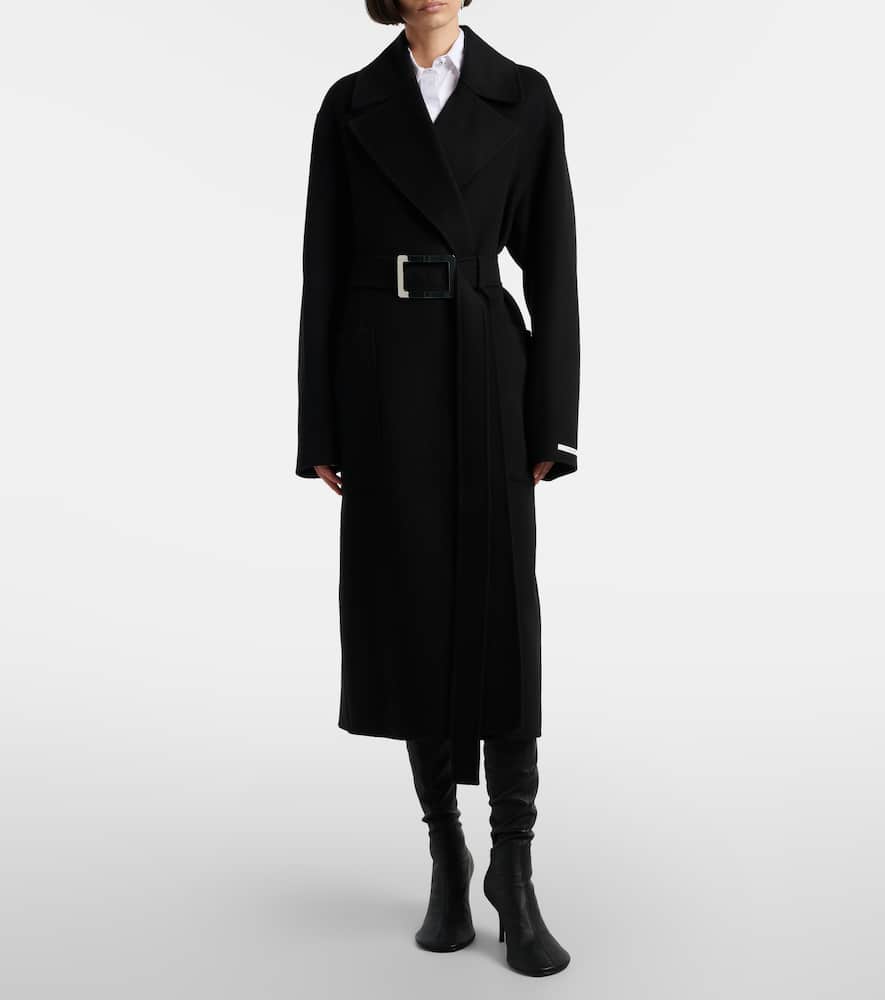 Belted virgin wool wrap coat