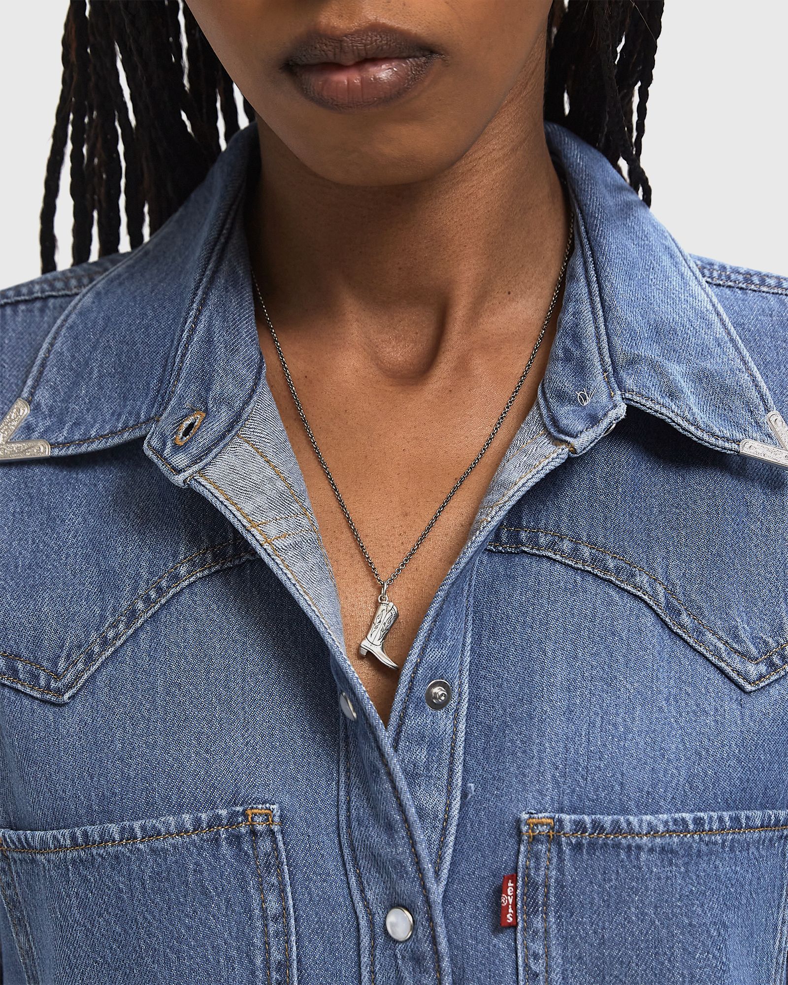 Silver Cowboy Boot Necklace silver male Jewellery now available at BSTN