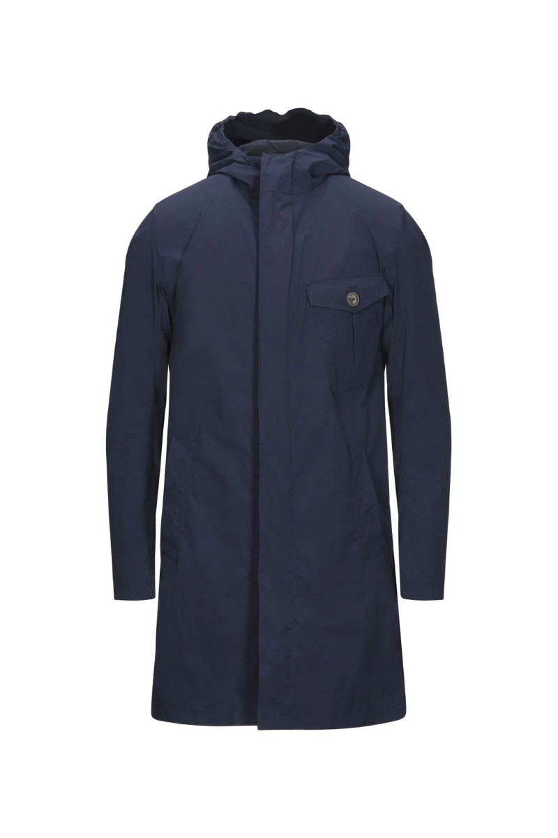 Hooded Nylon Coat — Navy