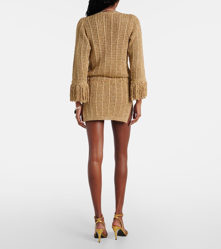Open-knit lamé sweater