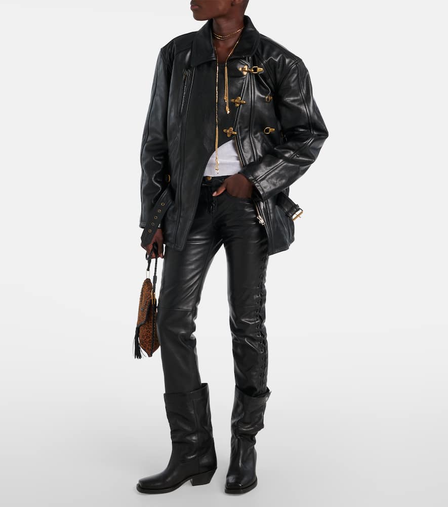 Caitlyn belted leather jacket