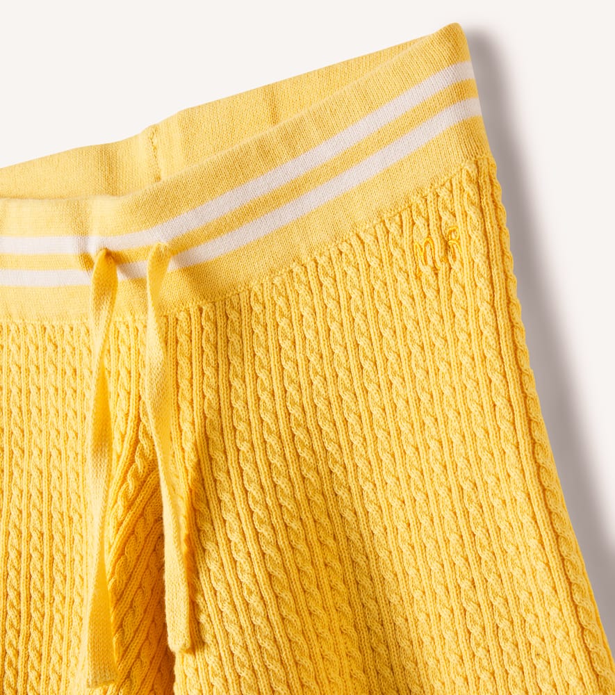 Cable-knit cotton shorts