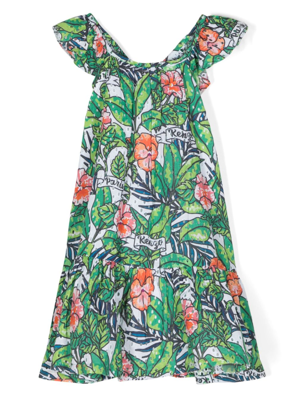 Graphic-print cotton dress - Green