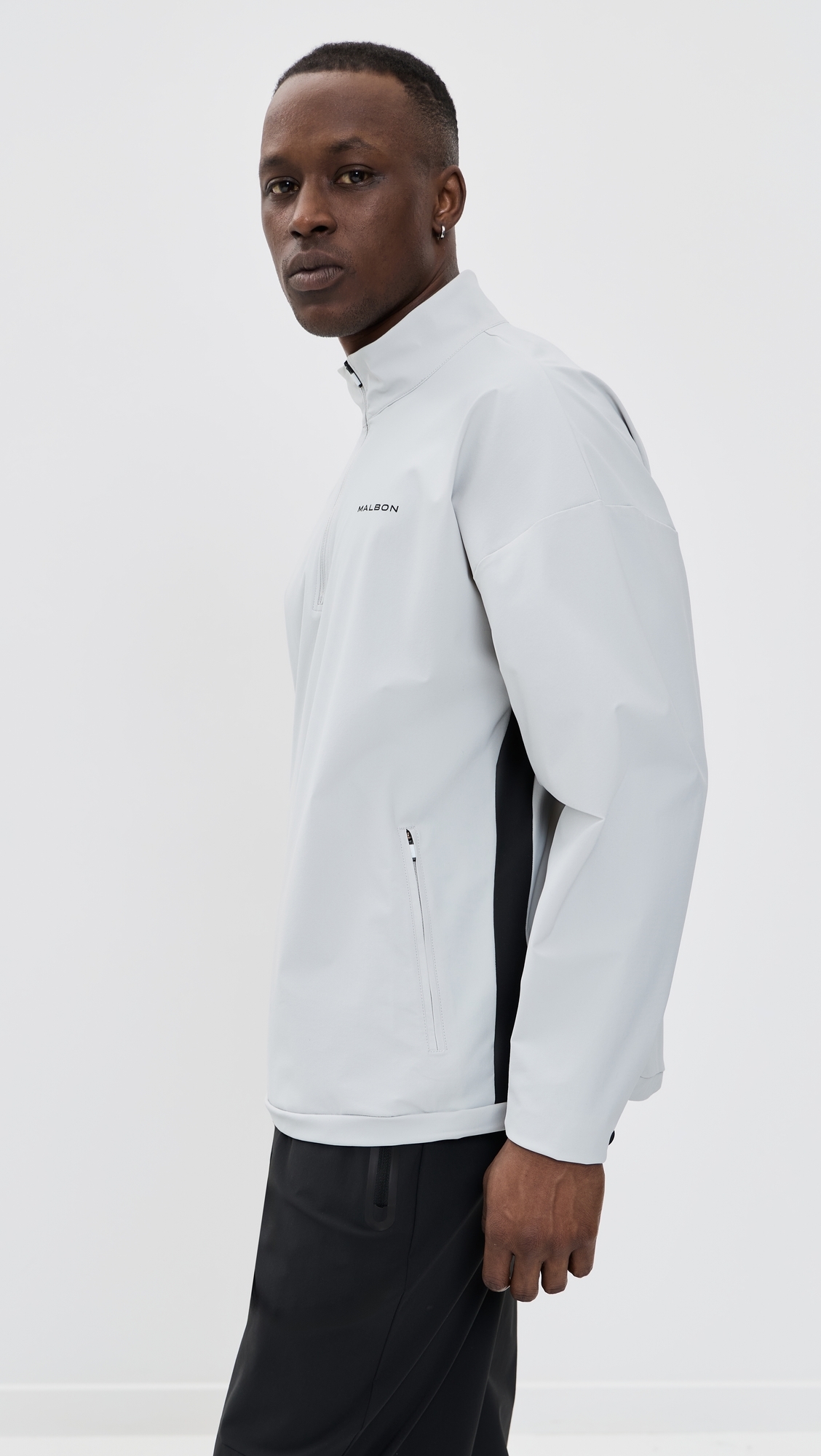 Performance Quarter Zip Shell Pullover SILVER / BLACK