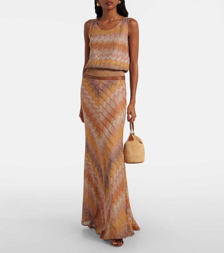 Zig Zag lamé maxi skirt