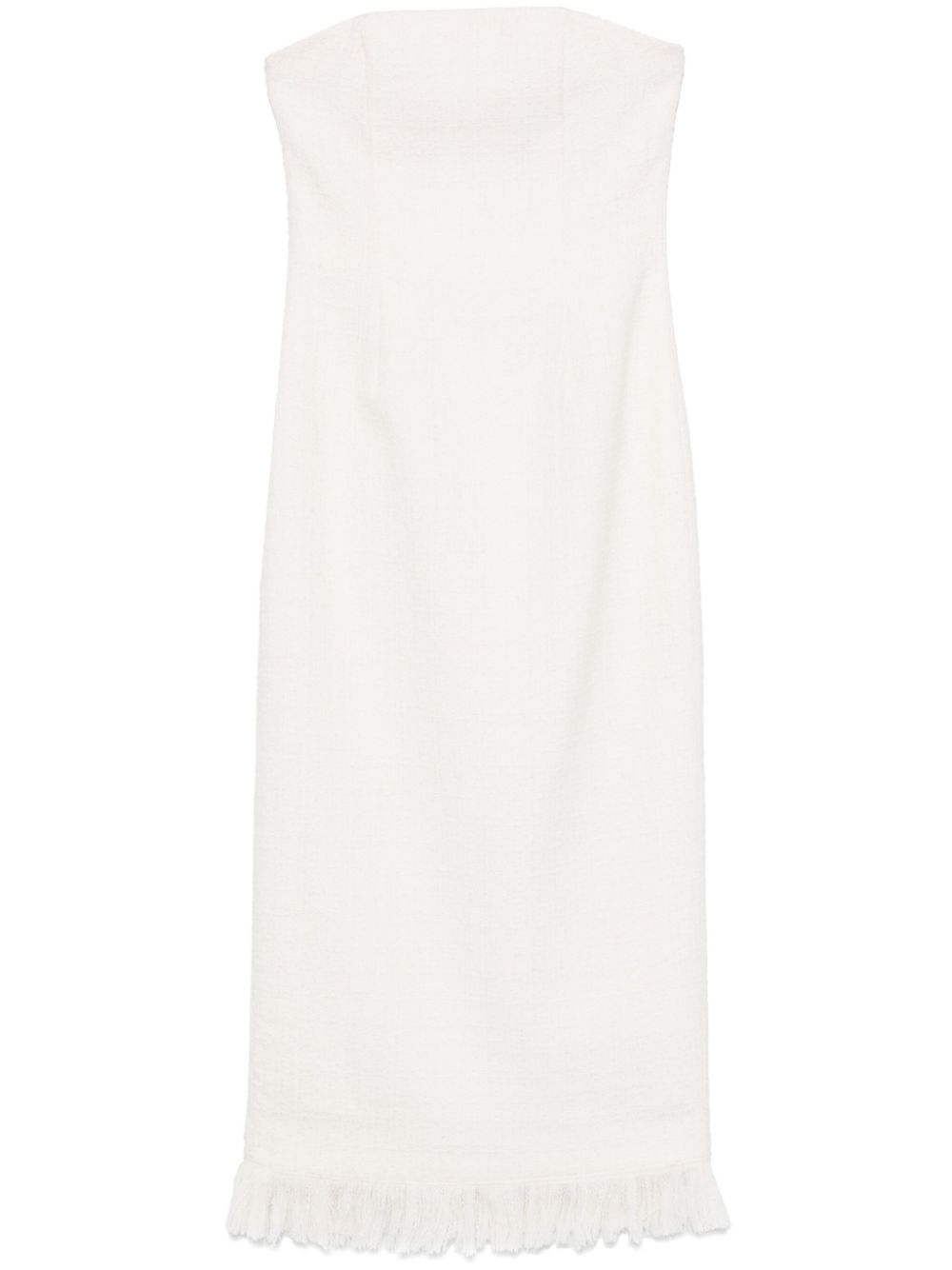 Strapless tweed midi dress - White
