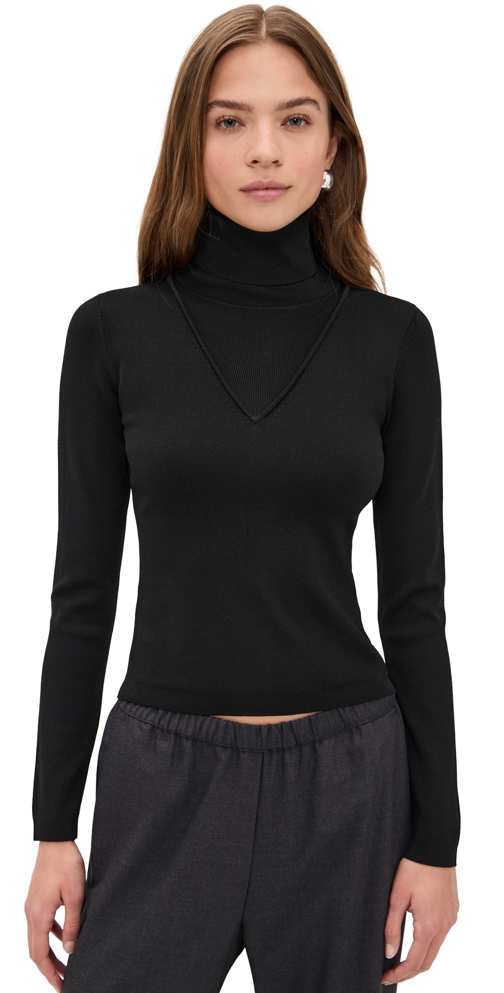 Trompe L'oeil Layered Turtleneck Black