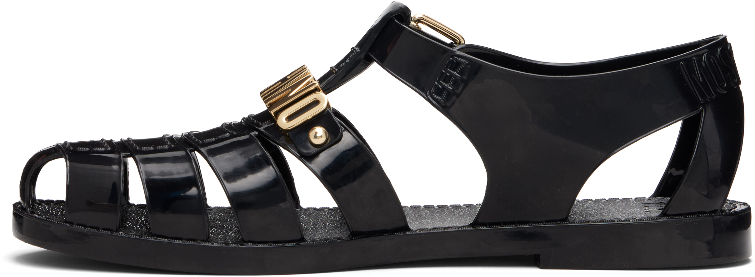 Black Jelly Logo Lettering Sandals