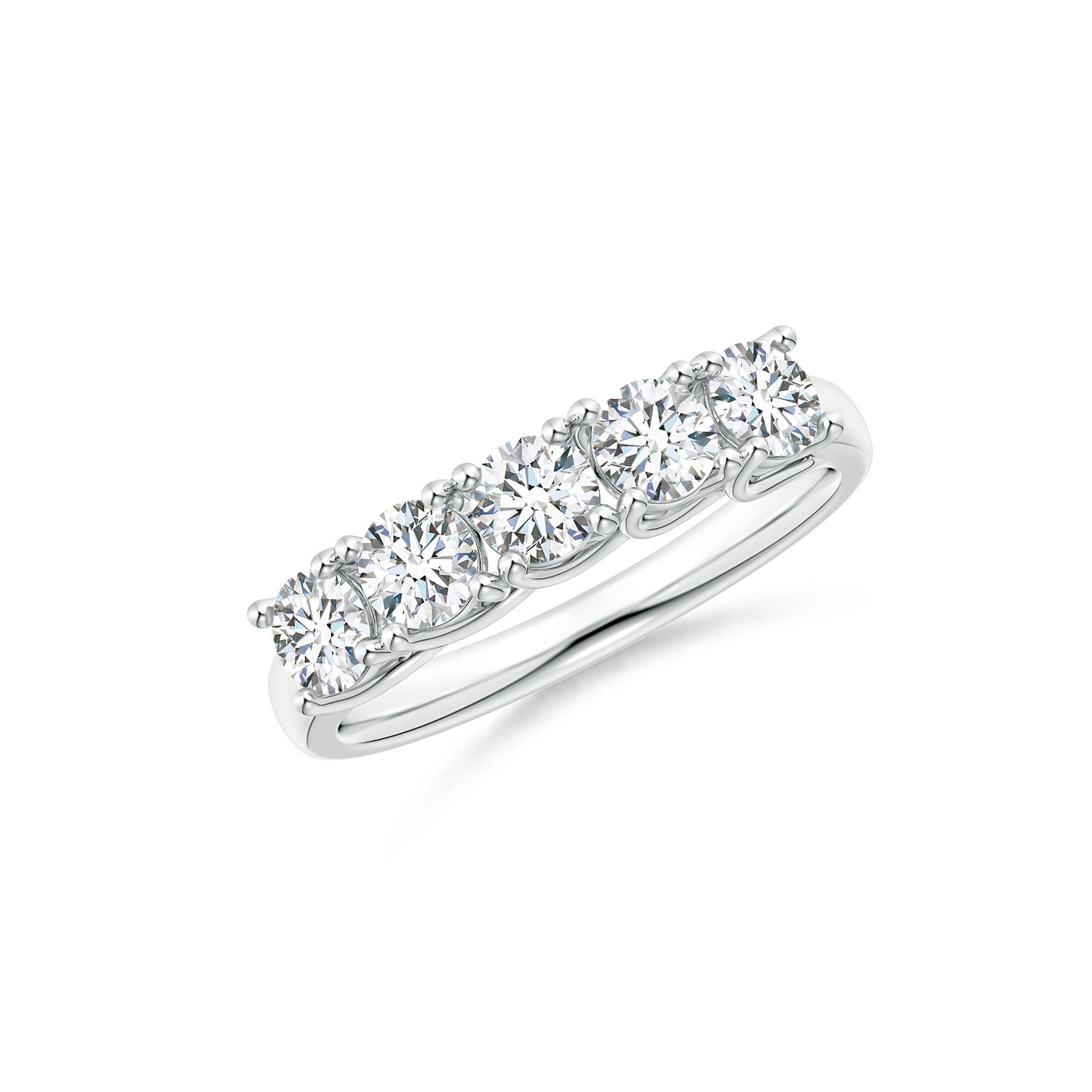 Angara 1.0 CTW Lab-Grown Half Eternity Five Stone Diamond Wedding Ring in Platinum