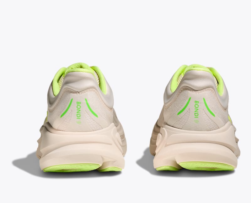 HOKA Men's Bondi 9 Shoes in Grout/Neon Yuzu