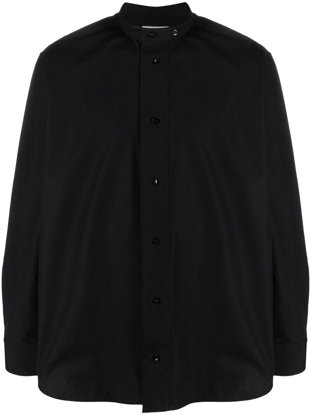 Band-collar cotton shirt - Black