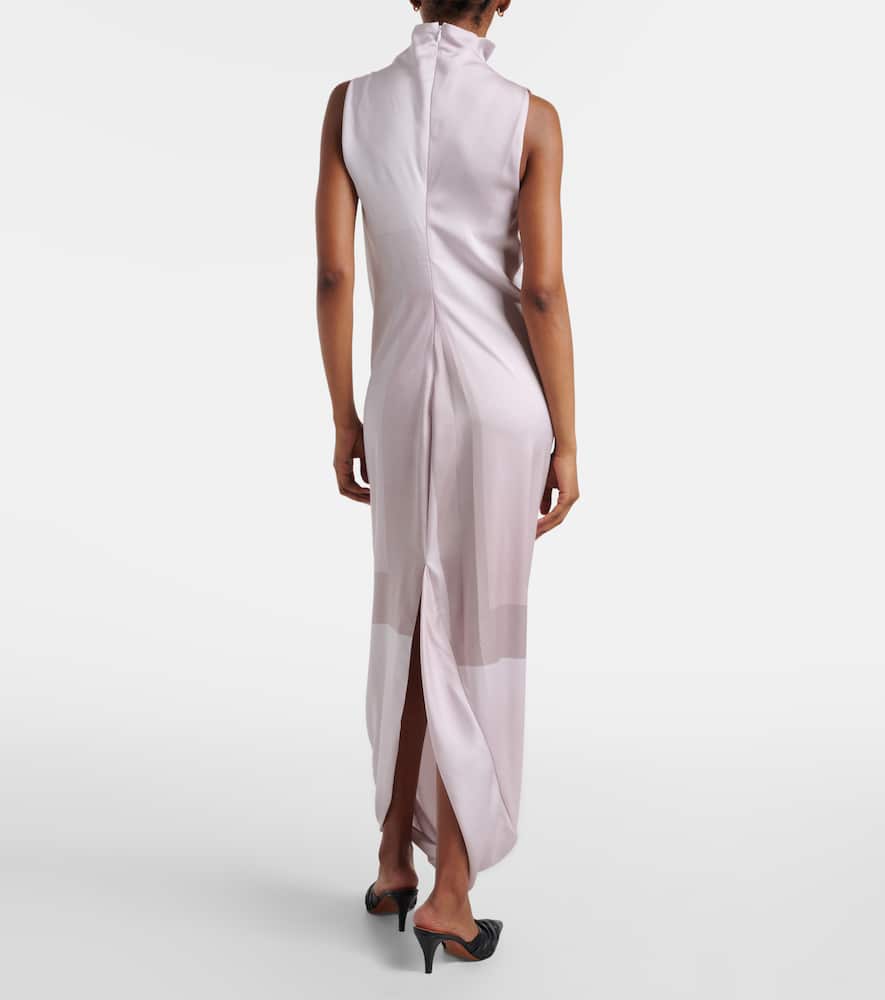 Trompe l'ail draped satin maxi dress