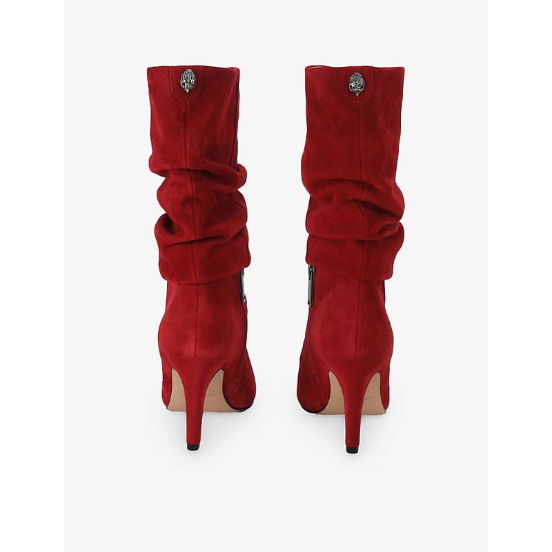 Womens Elizabeth Slouch Heeled Suede Boots