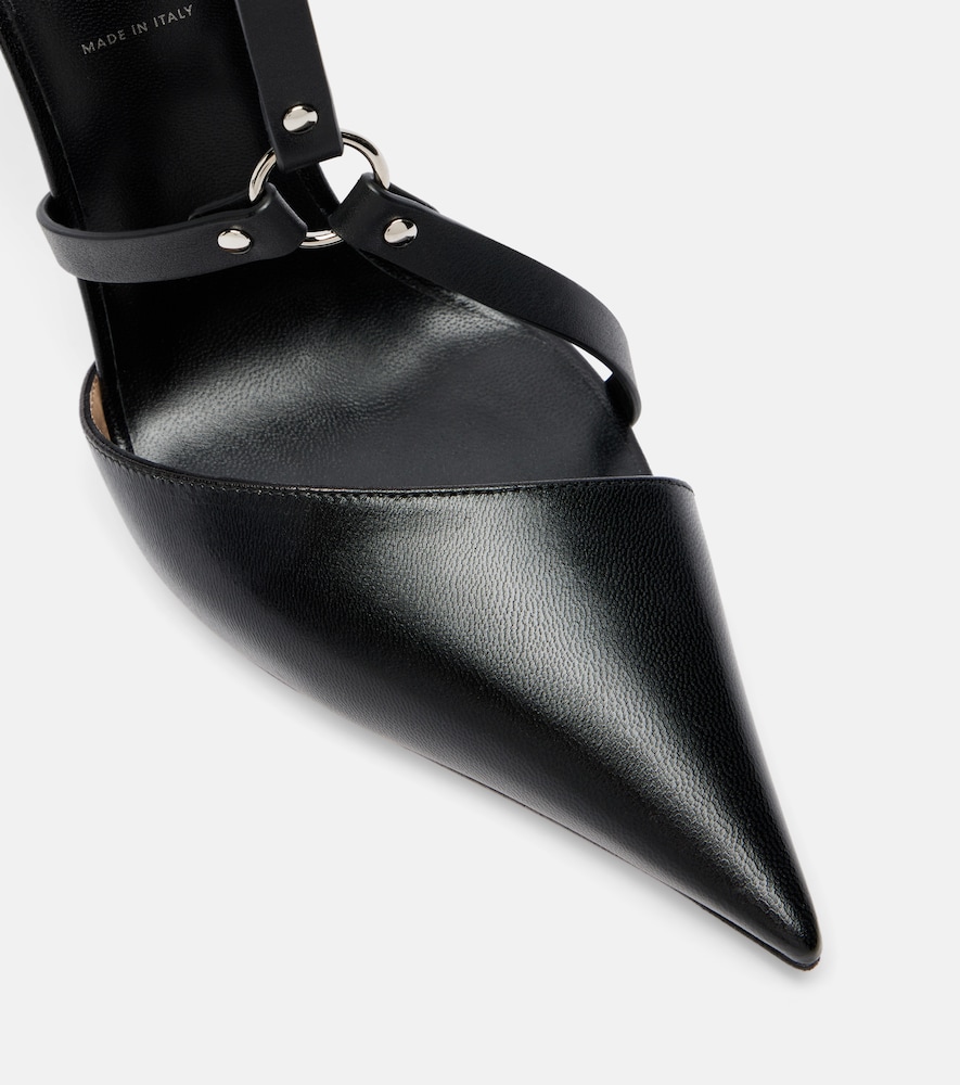 Harness leather slingback pumps